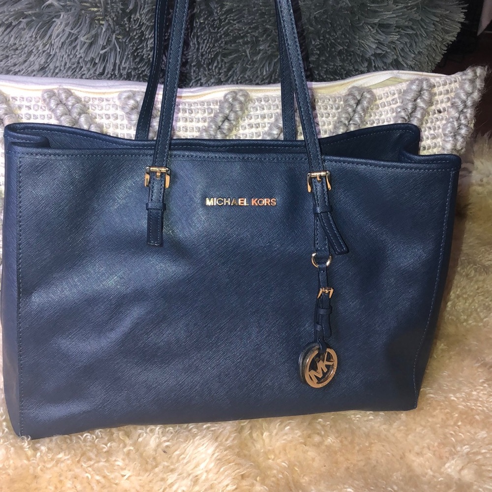Michael Kors Handbag Navy Saffino Leather